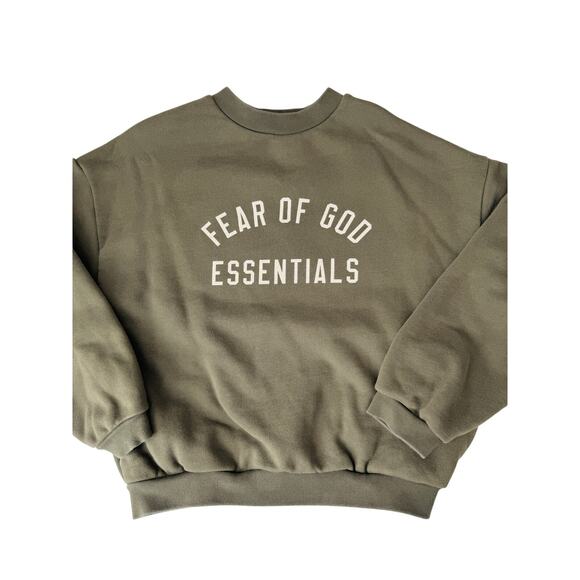 Fear of God Essentials army green crew sweatshirt - size xsmall - Picture 1 of 5